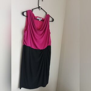 Clues Collection Dress Women 16 Pink and Black Midi Church Academia Preppy Y2K